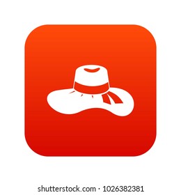 Woman hat icon digital red for any design isolated on white vector illustration