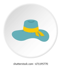 Woman hat icon in flat circle isolated vector illustration for web