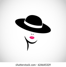 Woman with hat icon logo vector