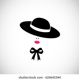 Woman with hat icon logo vector