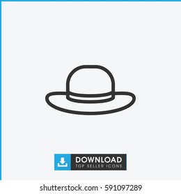 woman hat icon. Simple outline woman hat vector icon. On white background.