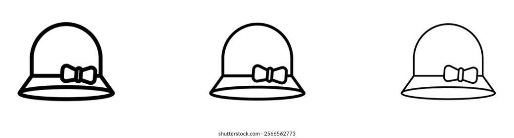 Woman hat icon in tree different line stroke sizes.