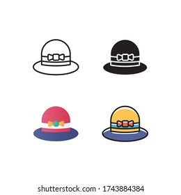 vector de icono de sombrero femenino con diseño de estilo diferente. aislado en fondo blanco