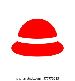 Woman hat icon. Vector. Red icon on white background. Isolated.