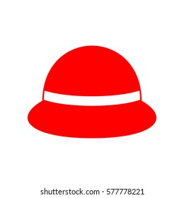 Woman hat icon. Vector. Red icon on white background. Isolated.