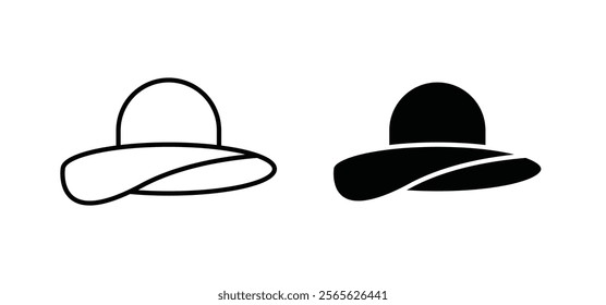 Woman hat icons in black and white colors