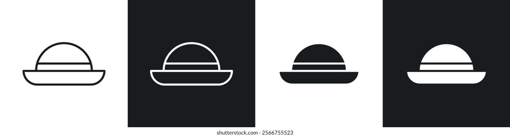 Woman hat icons in Thin line black color. flat simple vector symbols illustration.