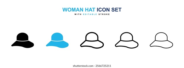 Woman hat icons vector collection pack.