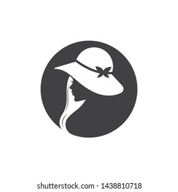woman hat logo icon vector illustration design template  