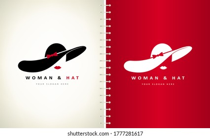 woman in hat logo vector
