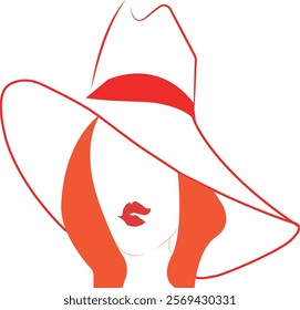 woman, hat, model, madam, mademoiselle, beauty, vector, illustration, portrait, picture, abstraction, lipstick, red. redhead.eps