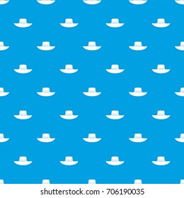 Woman hat pattern repeat seamless in blue color for any design. Vector geometric illustration