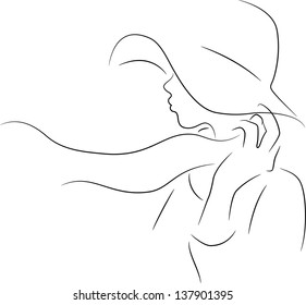 A Woman With A Hat Silhouette