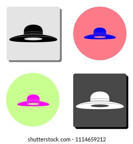 Woman hat. simple flat vector icon illustration on four different color backgrounds