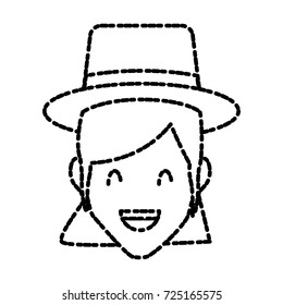 Woman with hat smiling cartoon
