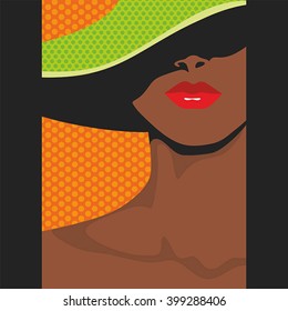 Woman in a hat. Style. Simple vector.