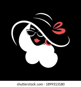 Woman in a hat and in sunglasses. View front. Isolated vector illustration