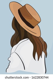 Woman in hat. Vector drawing
