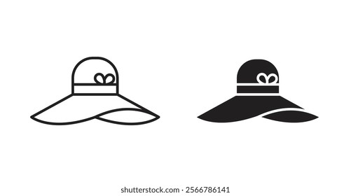 Woman hat vector line icon illustration