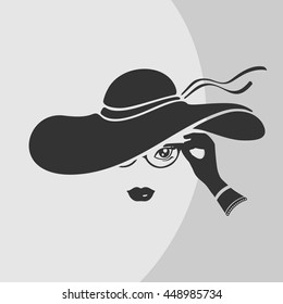 Woman in a Hat Vector Symbol