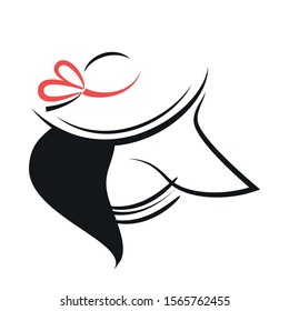 Woman in the hat. View from the back. Vector illustration on a white background