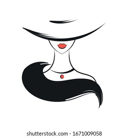 Woman in the hat. View front. Isolated vector illustration