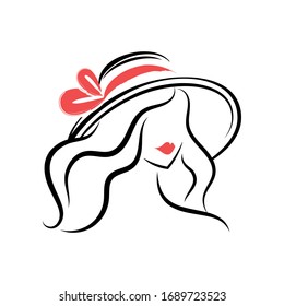 Woman in the hat. View front. Isolated vector illustration