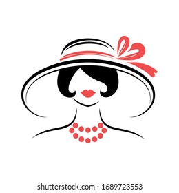 Woman in the hat. View front. Isolated vector illustration