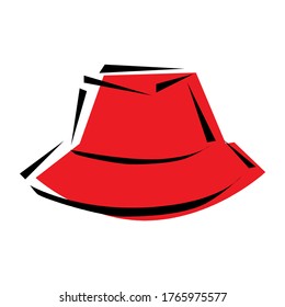 Woman hat with a wide brim. Red woman's hat isolated on transparent background. Vector illustration in EPS10