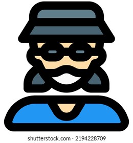 Woman have bucket hat with mask and eyeglasses.