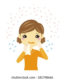 A woman have hay fever /Vector illustration