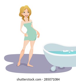woman having a bath