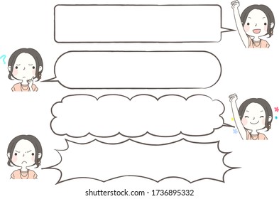 A woman having a cartoon-like conversation