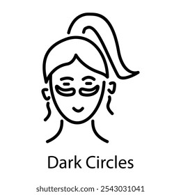 A woman having dark circles under her eyes, line style icon 