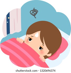 A woman having difficulty falling asleep at night