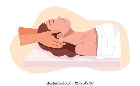 A woman having a head massage