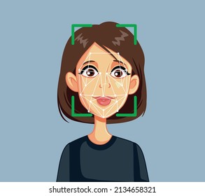 
Woman Having her Face Scanned with Facial Recognition Ai Technology. High tech authentication system for personal protection with artificial intelligence and biometric data
