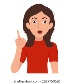 Woman having an idea. Human expression. Cartoon vector illustration.