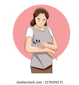 woman having injuries sprain arm