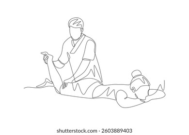 Woman having a massage. Getting a massage or facial concept one-line drawing