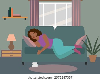 Woman having a nap during the day after sleepless night