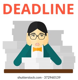 Woman having problem with deadline.