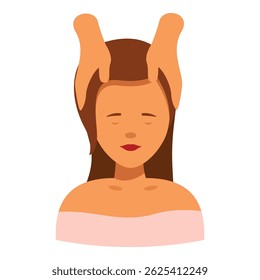 Mulher tendo um relaxante tratamento de massagem na cabeça por um massagista em um centro de bem-estar