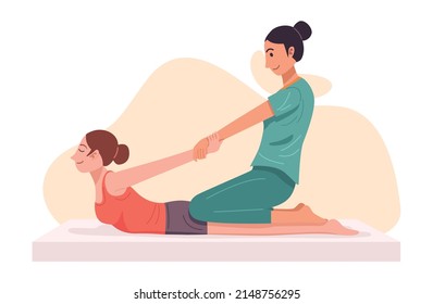 A woman having a Thai Massage, Vector