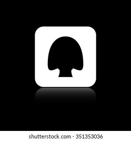 Woman head - black vector icon on the white button