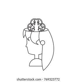 woman head and brain icon