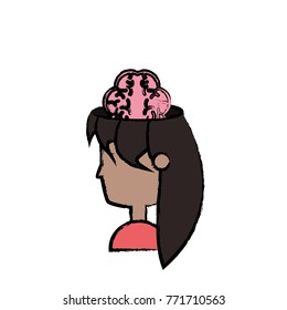 woman head and brain icon