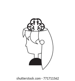 woman head and brain icon