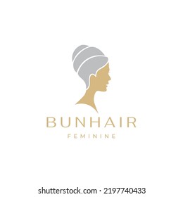 woman with head bun hair logo