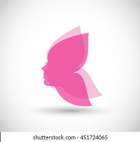 Woman head butterfly vector 